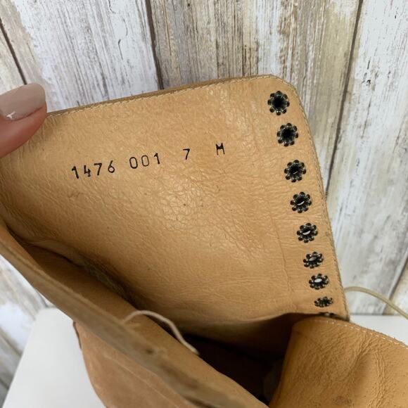 David Aaron Mid Calf Tan Nubuck Leather Lace Up Eyelet Heeled Boots 7 M Spain - Picture 10 of 11